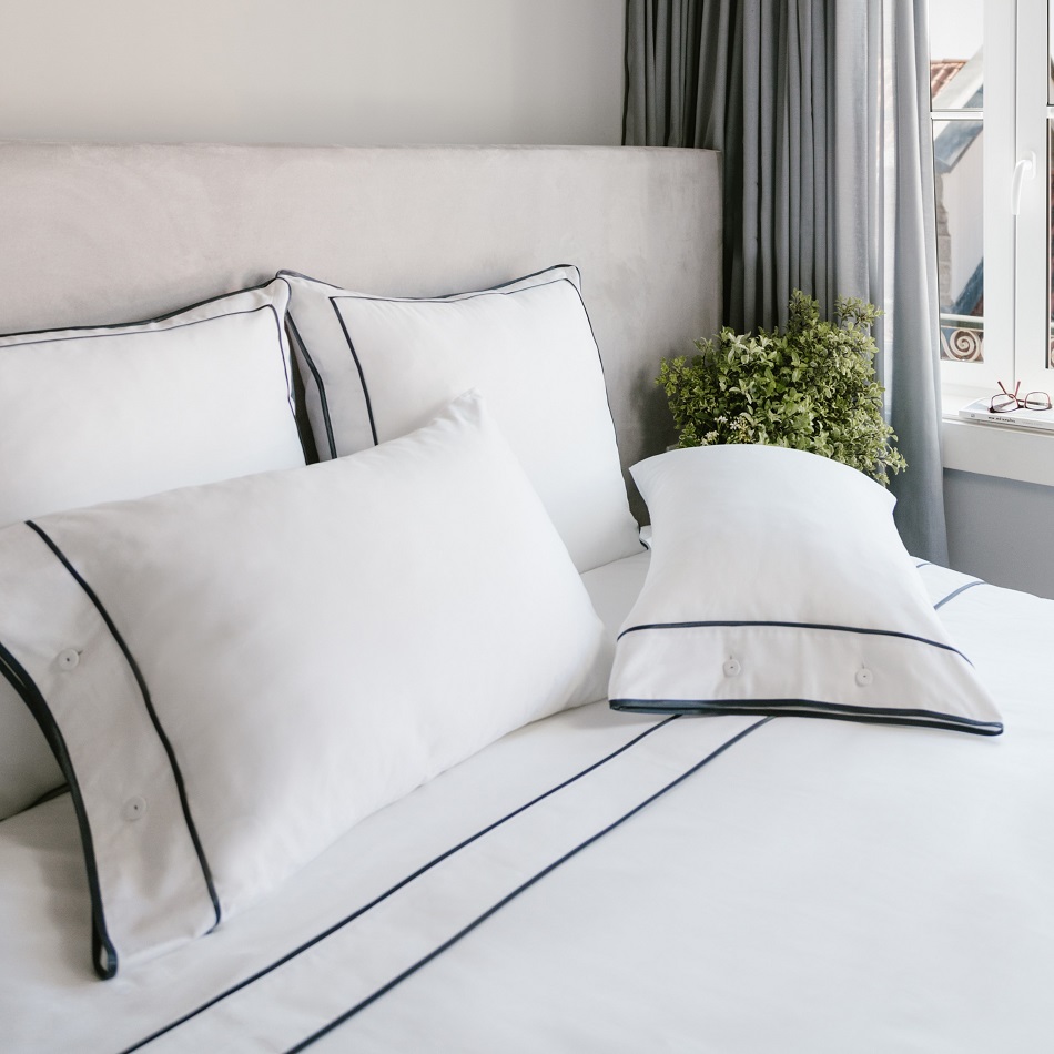 Coleção Monaco. Roupa de Cama de Algodão Egípcio. Cetim 550 fios – Cordão Antracite